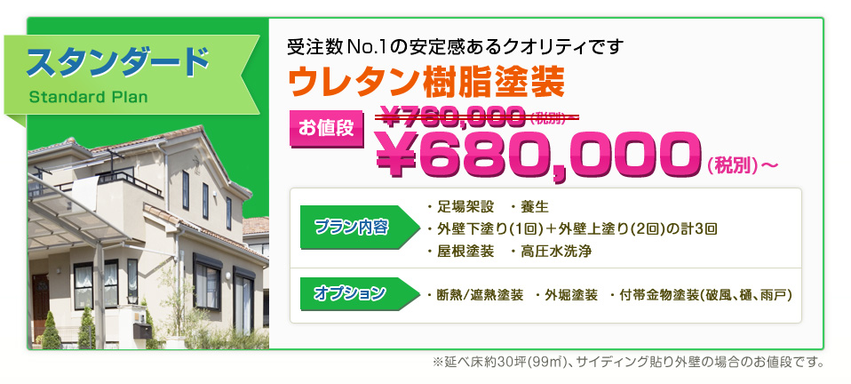 受注数No.1の安定感あるクオリティです。ウレタン樹脂塗装 ¥760,000（税別）〜